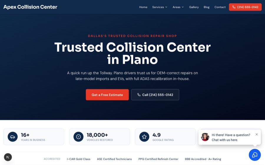 Local area page for Plano